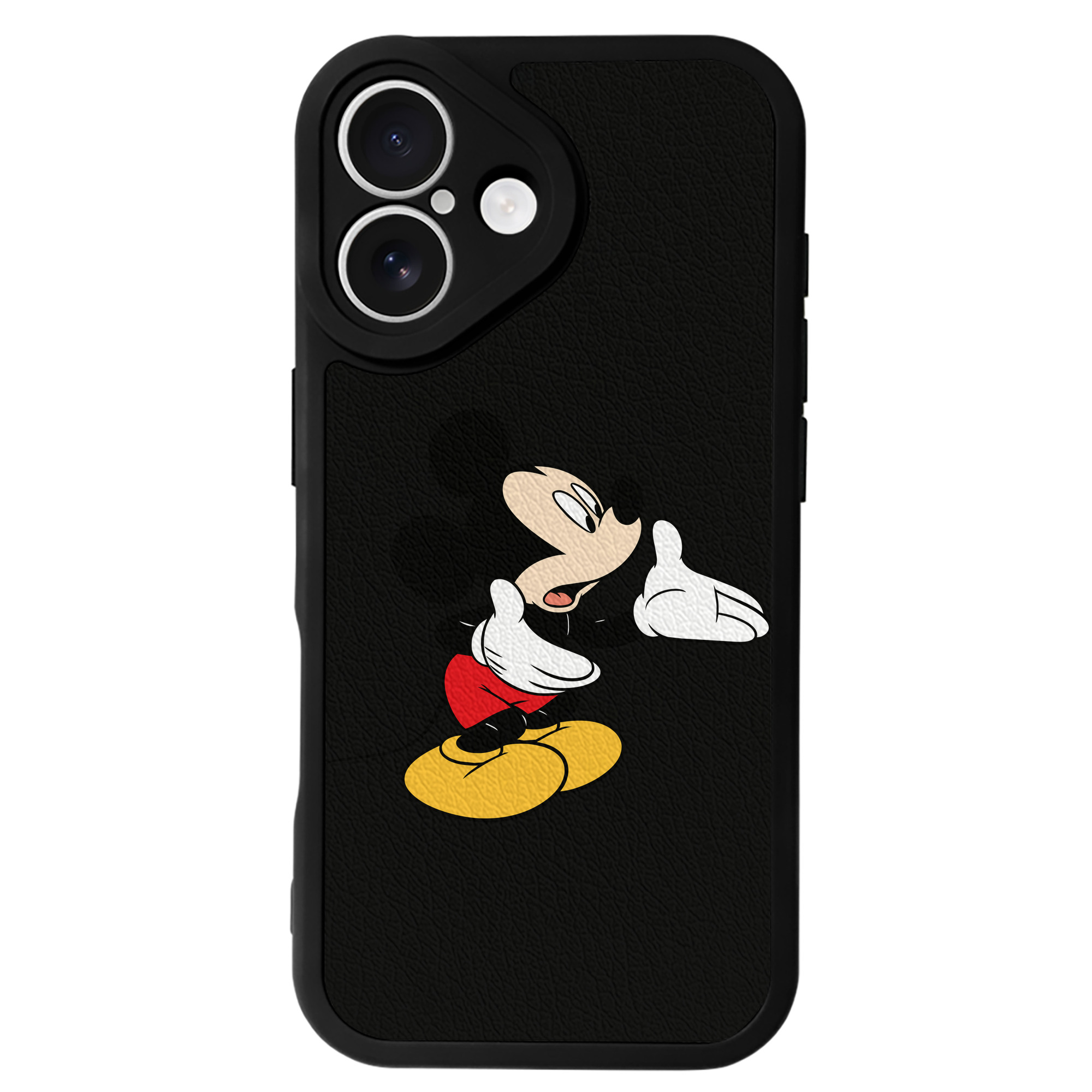 （画像用） ミッキーマウス Mickey Mouse 【iPhone 16シリーズ対応】シリコンスマホケース（レザー調） 材質：シリコン